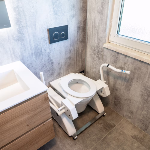 Aufstehhilfe R2D2 in Weiß mit stufenloser Höhenverstellung für barrierefreies WC